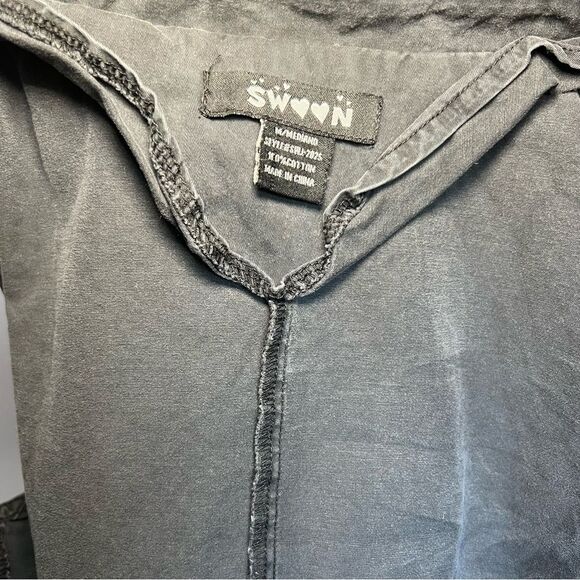 Swoon Black Vest with Cinched Tied Waist with Buttons and Pockets - Picture 7 of 7